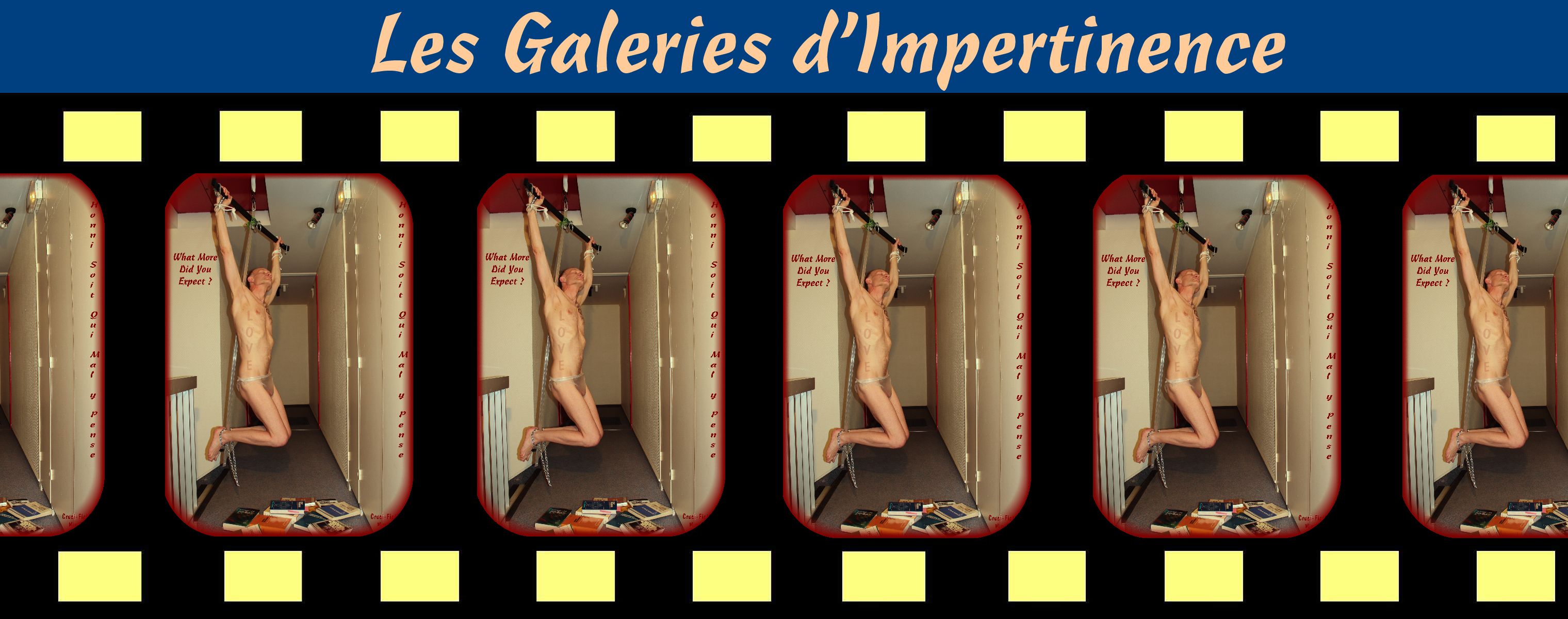 Bienvenue aux galeries impertinentes Binvenue en obiterdictum, aux galeries impertinentes, galeries d'impertinence ! Honni soit Qui mal y Pense